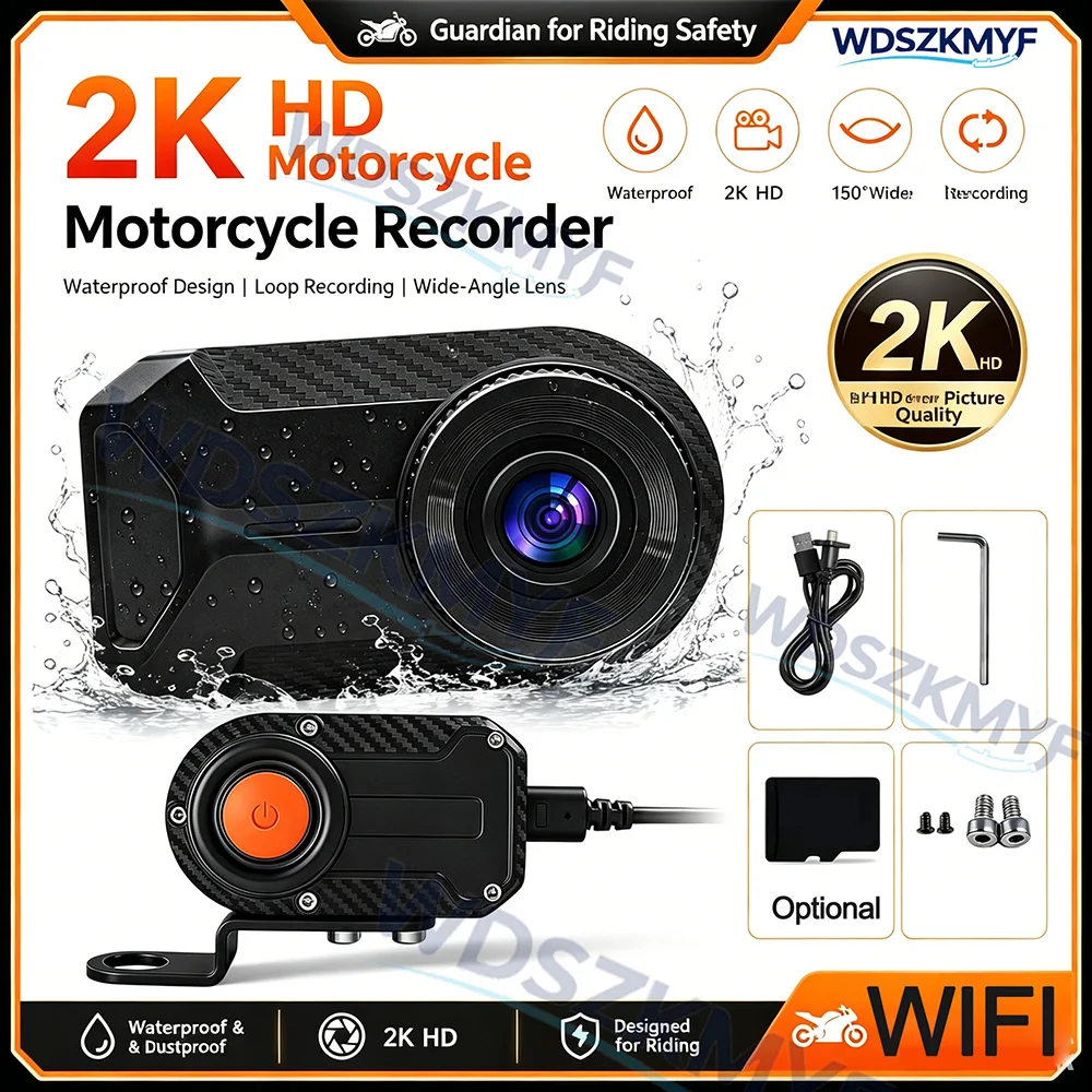 Mountain Biking Images - Kamera Dasbor Motor 2K HD Black